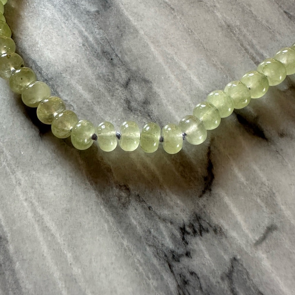 Green Dyed Jade Silk Hand Knotted Rondelle Necklace Gemstone 14k Gold Fill Clasp - Picture 3 of 5